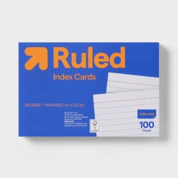 4x6 White College Ruled Index Cards 100 Count, 72 lb Uncoated Paper, Standard Note Card Size