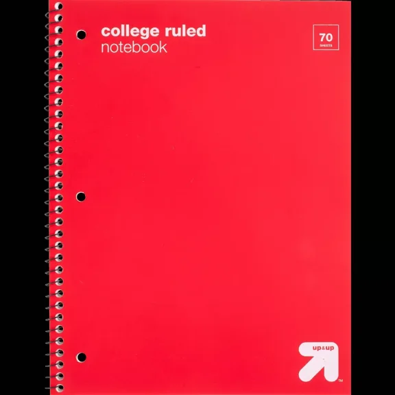 College Ruled 1 Subject Flexible Plastic Cover Spiral Notebook