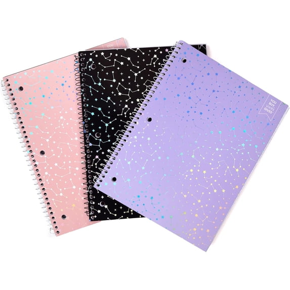 College Ruled 8 x 10.5” Spiral Notebook Set – 3-Pack of 1 Subject ...