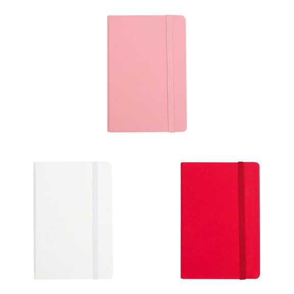 College Ruled A6 Hardcover Pocket Journal With Pen Loop, Small Cute Notepad For Purse Daily Notes And Travel (Pink*1+White*1+Red*1)
