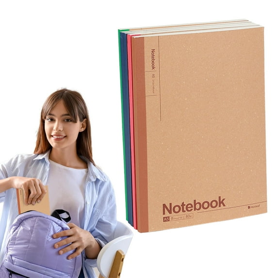 College Ruled Composition Notebook, Bulk Journals for College, Wide Ruled Lined Paper Notebooks for Writing Notes, Kraft Paper Subject Book for Home Office,A,A5 40Pages