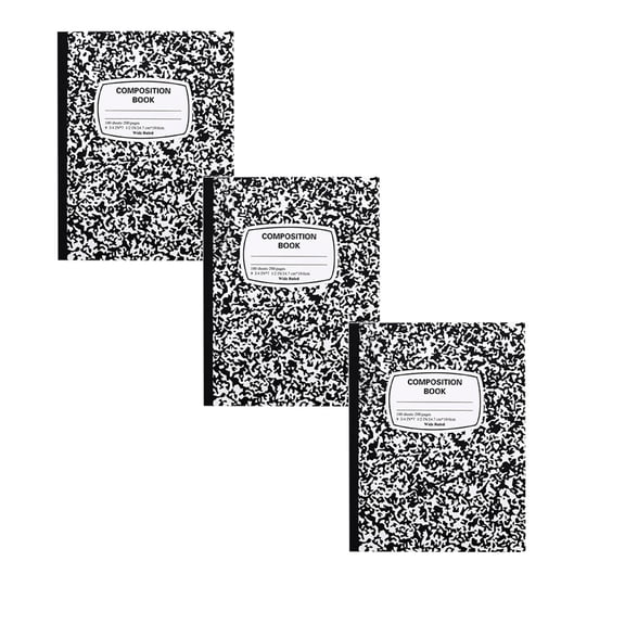 College Ruled Composition Notebooks 3 Pack, 200 Pages (100 Sheets), 9.7" X 7.5", Marble Composition Book, Hard Cover, Sturdy Sewn Binding, College & Office Supplies