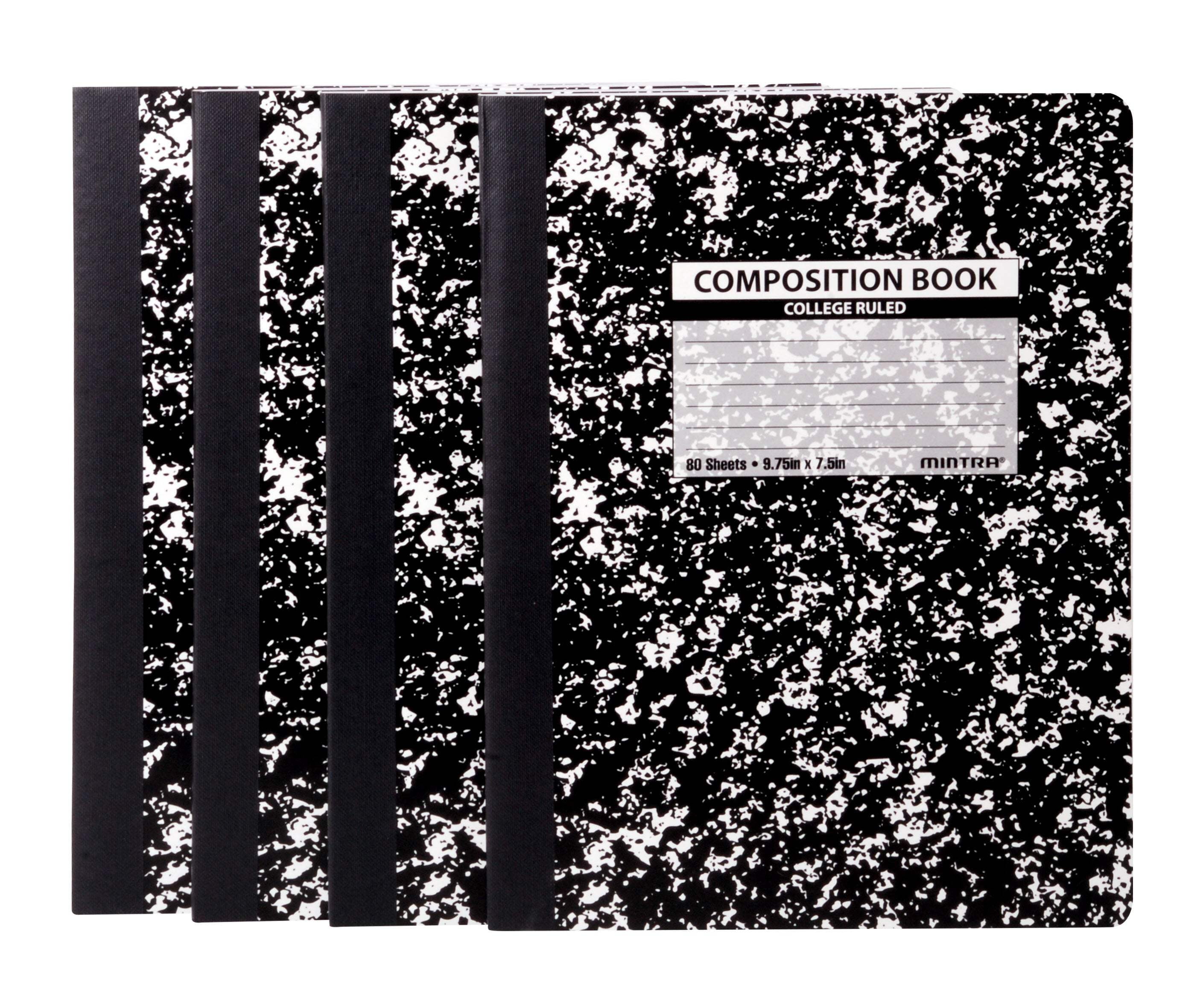 Black Marble Composition Books (College Ruled, 4 Pack) - Walmart.com