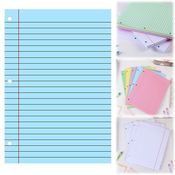 College Ruled Filler Paper Loose Leaf Binder paper Refill 3 Hole Punched Lined Writing Stationery Aesthetic Colored Paper for Office Note Taking Journaling 60 Sheets
