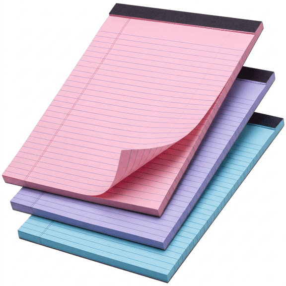 College Ruled Legal Pads, Micro Perforated, Lined 8.5 by 11 Inch Note Pads, 75 Sheets Total, 3 Multicolor Notepads for Desk, Daily Task Lists, Home and Workplace Use, Multicolor