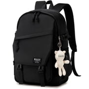 AO ALI VICTORY College School Bag for Men Women Laptop Backpack 15.6 inch Anti Theft Travel Daypack Large Elementary Middle High Bookbags for Teens Girls Boys Students-Medium black
