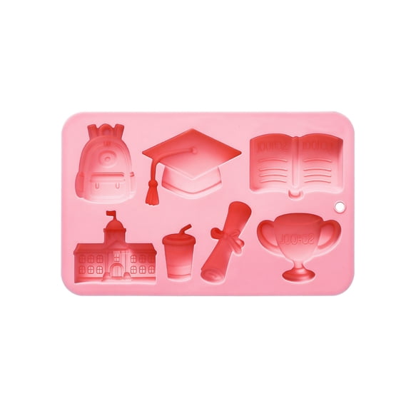 College School Theme Silicone Moulds Reusable Graduation Cap Chocolate Mould Book Trophy Shape Candy Molds for Baking Fondant Cake DIY Soap Pudding Party Snacks Treats
