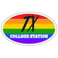 thumbnail image 1 of College Station TX Texas Brazos County Rainbow Pride Flag 6 Stripes Pride Flag Euro Decal Bumper Sticker 3M Vinyl 3" x 5", 1 of 3