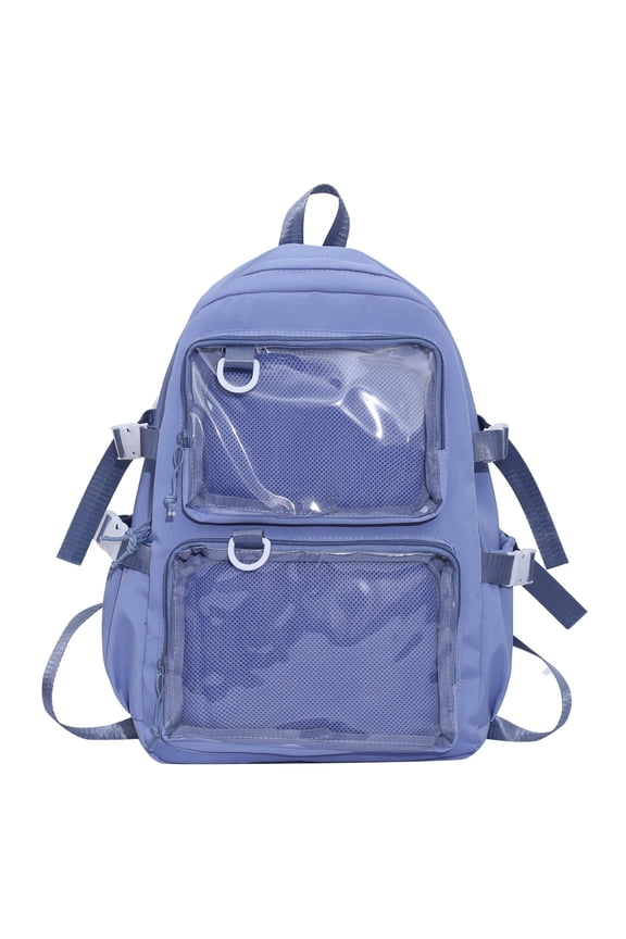 College Student Large Capacity Nylon Backpack Itabag Japanese Clear Pockets School Bag for Badges Pin Display