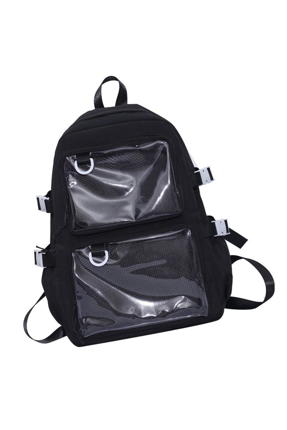 College Student Large Capacity Nylon Backpack Itabag Japanese Clear Pockets School Bag for Badges Pin Display