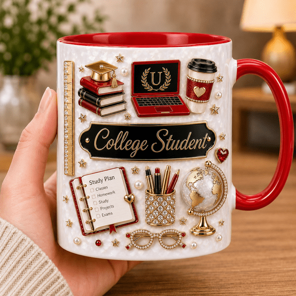 College Student Mug Personalized Name Coffee Cup, Back to School Gift for Students
