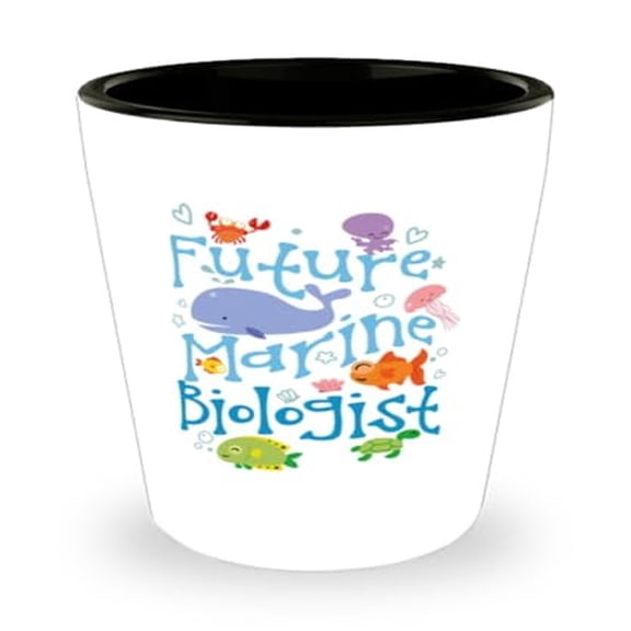 College Student Shot Glass, Future Marine Biologist, Ocean Animals Gift, Mini Glassware, 1.5oz Cup