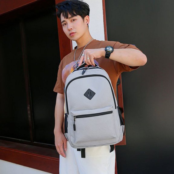 College Students Middle School Student Backpack Large Capacity,Light Grey