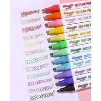 College Supplies Family Gifts Dual-line Pen Set-12 Colors, 3mm Colorful Fluorescent Marker Pen, 1ml