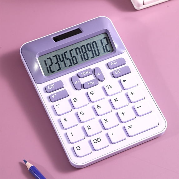 College Supplies, Solar Battery Dualuse Purpose Calculator 12-digit Portable Calculator With Large Buttons For Study Business And Office Use, Student Gifts