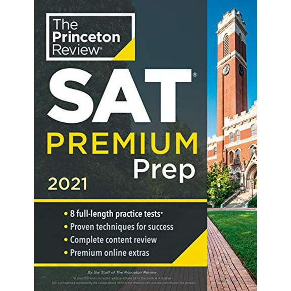 Pre-Owned Princeton Review SAT Premium Prep, 2021: 8 Practice Tests + Review &amp; Techniques + Online Tools (College Test Preparation), 9780525569343, 0525569340, Paperback, Illustrated edition