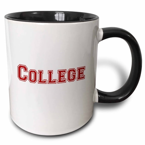 3drose, College Text in Dark Red Marroon- University Students or Graduate School Fashion - Retro Preppy Font, 15oz Two-tone Black Mug
