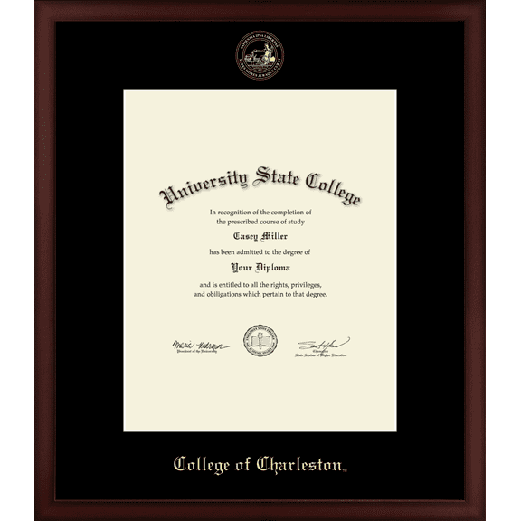 College of Charleston Diploma Frame, Document Size 16" x 20"