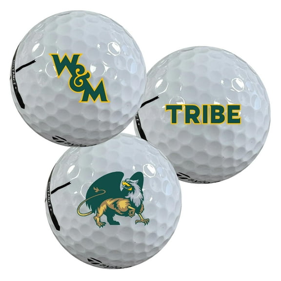 College of William & Mary Trive Logo Edition Officially Licensed NCAA Taylormade Distance+ Golf Balls 12-Pack (Dozen)