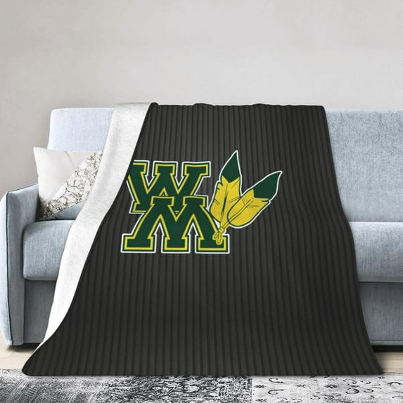 College of William and Mary Logo Fleece Blanket, Very Soft Microfiber Flannel Blanket for Couch Warm and Cozy for All Seasons
