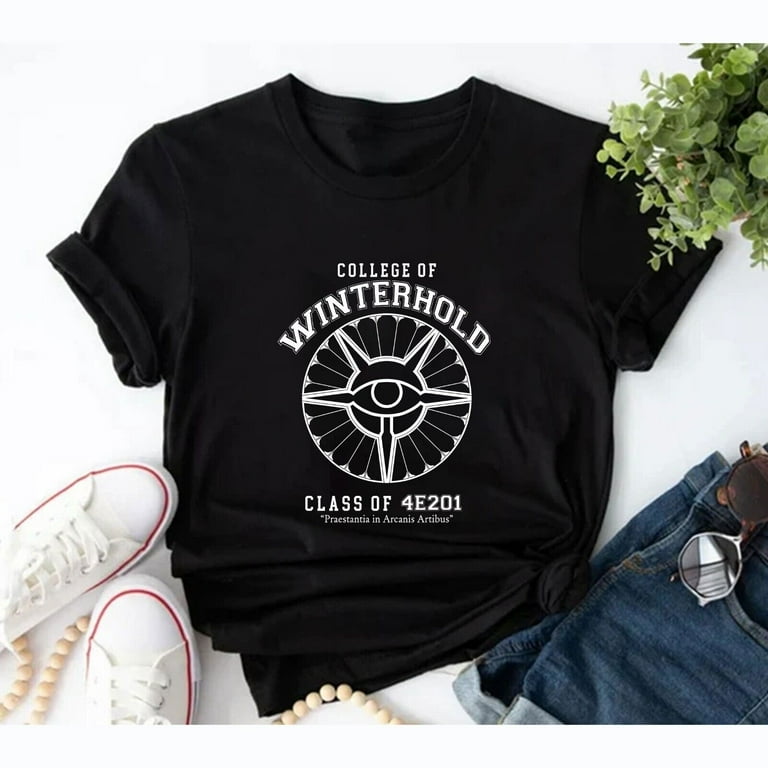Gildan College of Winterhold Champion T Shirt Elder Scrolls Skyrim University Gamer Men s Size 2XL Black