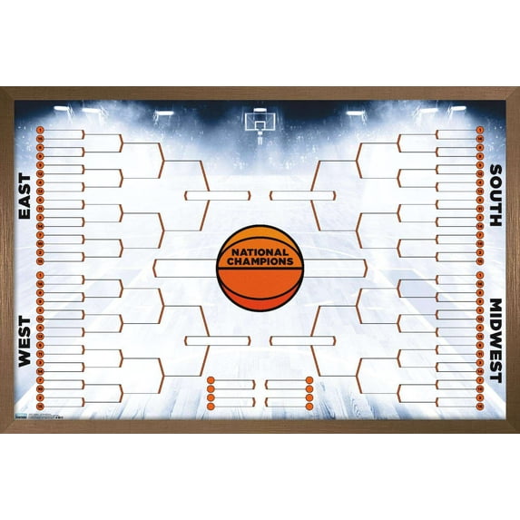 Collegiate - 64 Team Bracket Wall Poster, 14.725" x 22.375", Framed