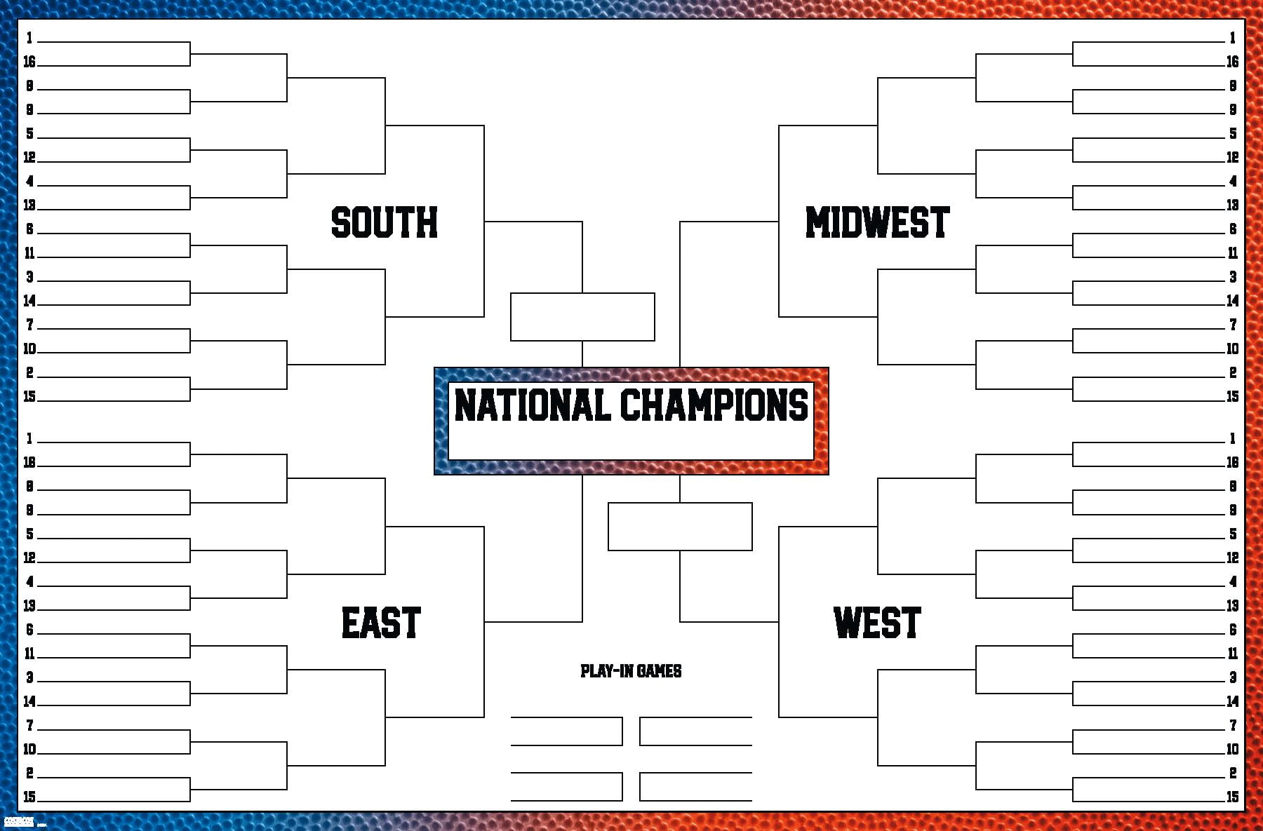 Collegiate - 68 Team Bracket Wall Poster, 14.725" x 22.375" - Walmart.com
