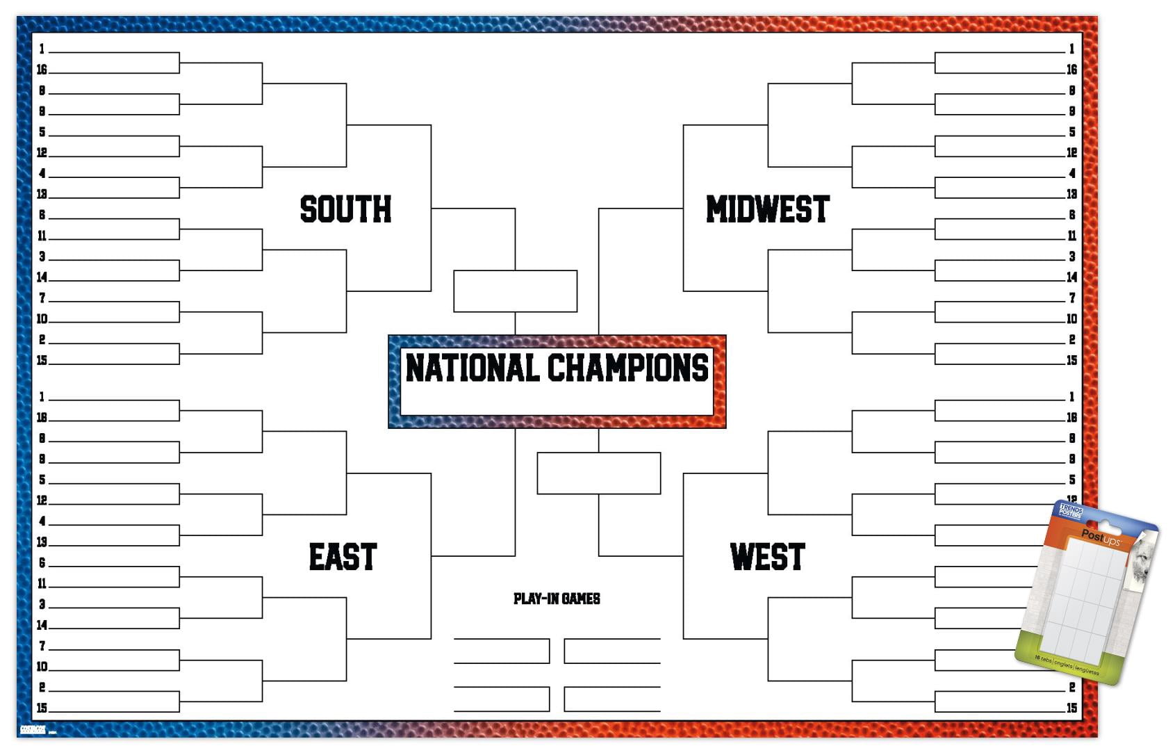 Collegiate - 68 Team Bracket Wall Poster, 14.725" x 22.375" - Walmart.com