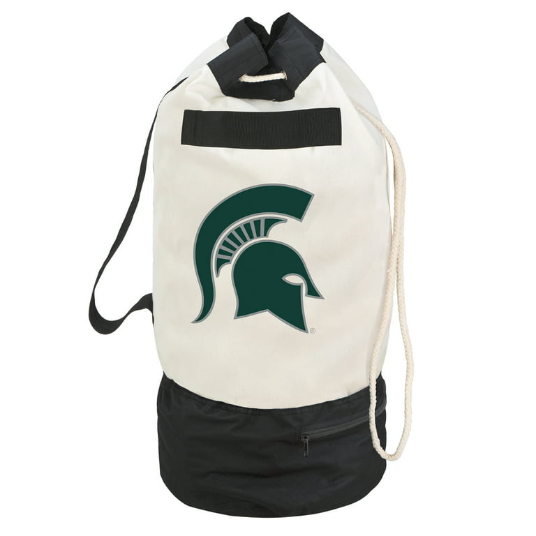 Collegiate Heavy Duty Duffel Bag with 2 Compartments - 15 x 30 inch -  Canvas - Michigan State University Team Design - Sports, Kids, & Laundry -  White