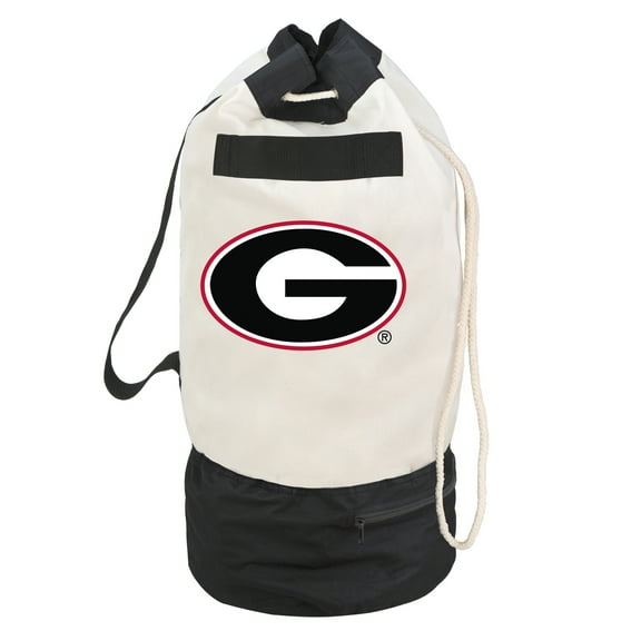 Collegiate Heavy Duty Duffel Bag with 2 Compartments -15 x 30 inch - Canvas - University of Georgia Team Design - Officially Licensed Logo - Black and Red Colors - Georgia Bulldogs
