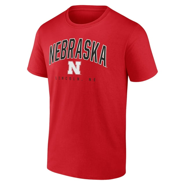 Collegiate NEBRASKA Men's Primary Color Short Sleeve Cotton Crew Tee Mighty Force Arch