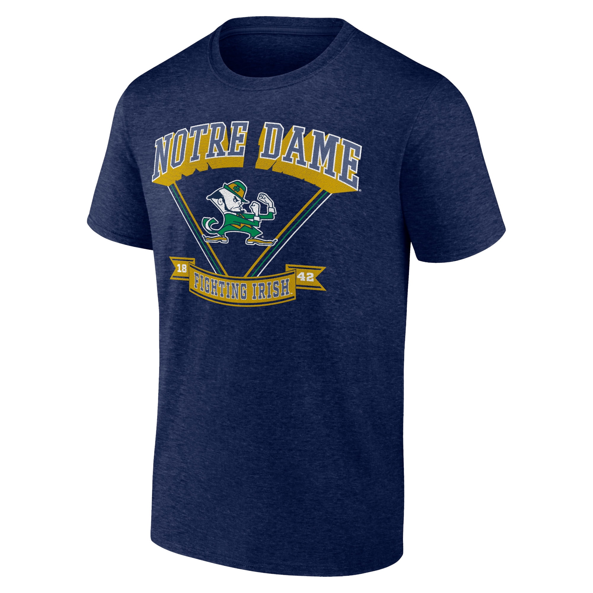 Collegiate NOTRE DAME Men's Primary Color Long Sleeve Cotton Crew Tee Showcase Biblend