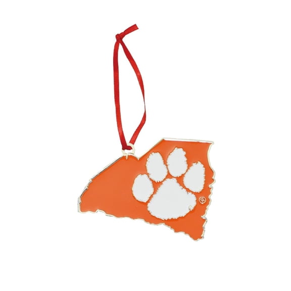 Collegiate Pulse Clemson Tigers State Shape Metal Christmas Ornament