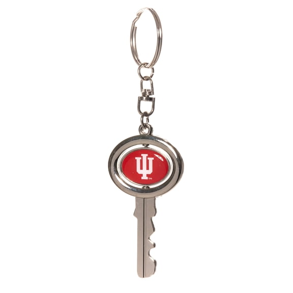 Collegiate Pulse PACK OF 2 INDIANA UNIVERSITY HOOSIERS SPINNING KEY SHAPED KEYCHAINS