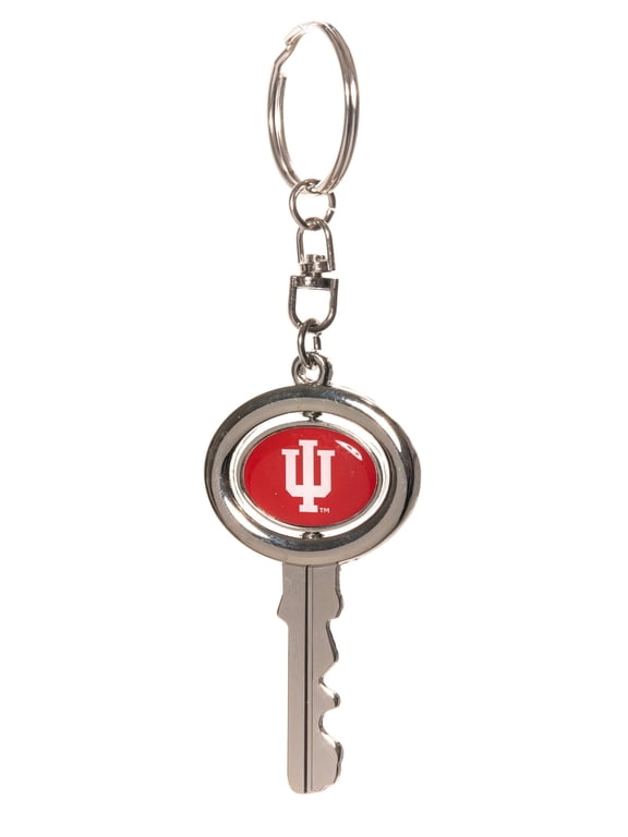 PACK OF 2 INDIANA UNIVERSITY HOOSIERS SPINNING KEY SHAPED KEYCHAINS