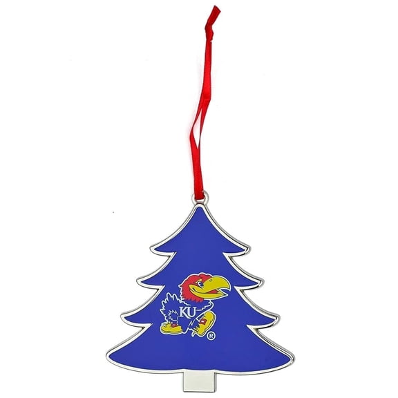 Collegiate Pulse Kansas Jayhawks Tree Shaped Metal Christmas Ornament
