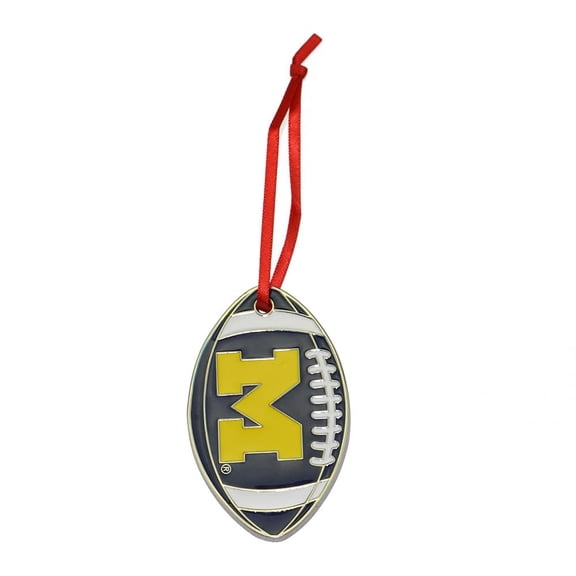 Collegiate Pulse Michigan Wolverines Metal Football Christmas Tree Ornament