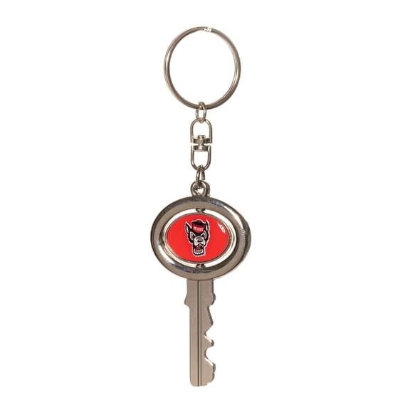 Collegiate Pulse Pack of 2 NORTH CAROLINA STATE UNIVERSITY/NCSU WOLFPACK SPINNING KEY SHAPED KEYCHAINS