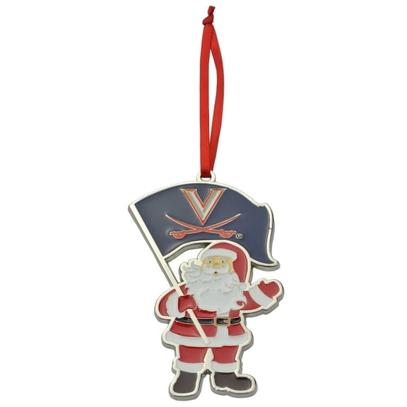 Collegiate Pulse Virginia Cavaliers UVA Santa Metal Christmas Ornament, Small