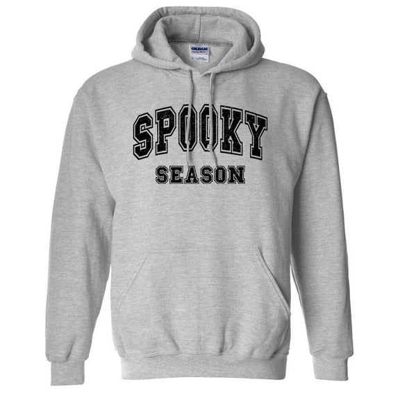 Collegiate Spooky Season Hoodie Sweatshirt Unisex Medium Grey