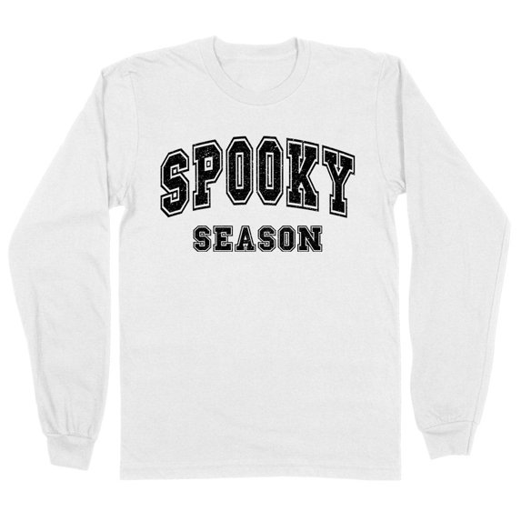 Collegiate Spooky Season Long Sleeve Shirt Unisex Large White