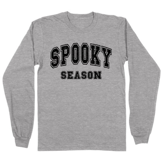 Collegiate Spooky Season Long Sleeve Shirt Unisex Small Grey