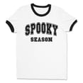 thumbnail image 1 of Collegiate Spooky Season Ringer Tee Shirt Unisex Large White/Black, 1 of 5