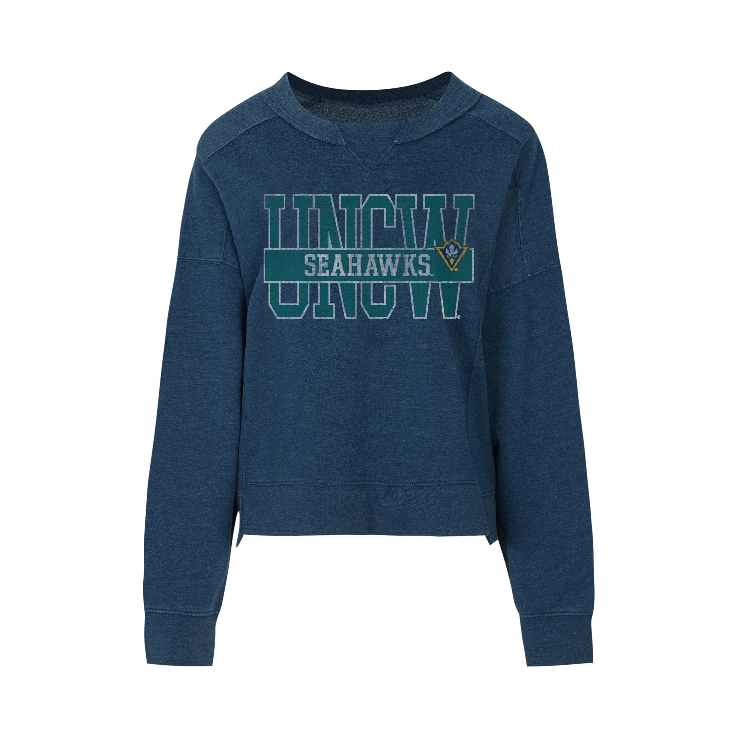 Collegiate UNC WILM Womens Primry ColorLong Sleeve Cotton Crew Pullover