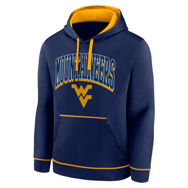 Collegiate WEST VA Mens Black ColorLong Sleeve Cotton Crew Hoodie Tonal