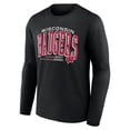 thumbnail image 1 of Collegiate WISCONSIN Men's Black Color Long Sleeve Cotton Crew Tee Tilt Arch, 1 of 1