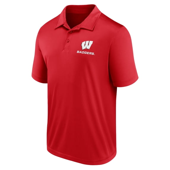Collegiate WISCONSIN Mens Primry ColorShort Sleeve Cotton Button Polo Stacked