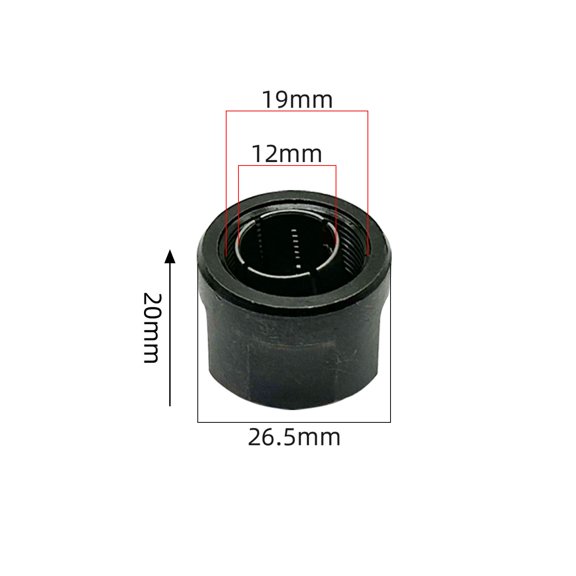 Collet Chuck Adapter Clamp Nut for M20 for Router Bit Engraving Trimming Machine, High Strength Carbide Steel Cone Nut Black