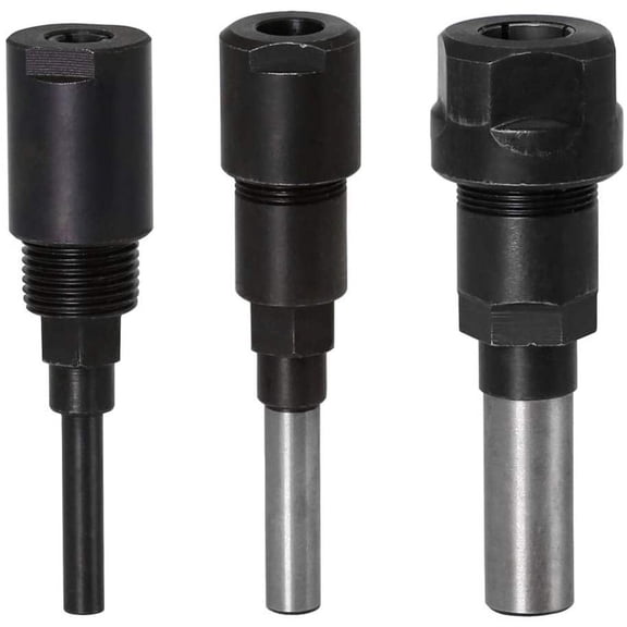 Collet Extension Router Bit Collet Extension and Trimming Trimming Engraving Machine Extender Woodworking Chuck Holder Milling Cutter (1/4 Shank+8MM Shank+1/2 Shank)