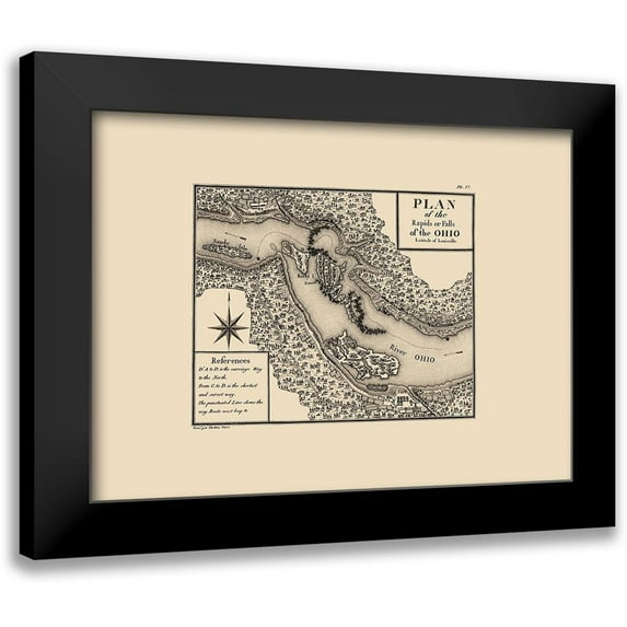 Collett 18x14 Black Modern Framed Museum Art Print Titled - Rapids of Ohio River - Collett 1976